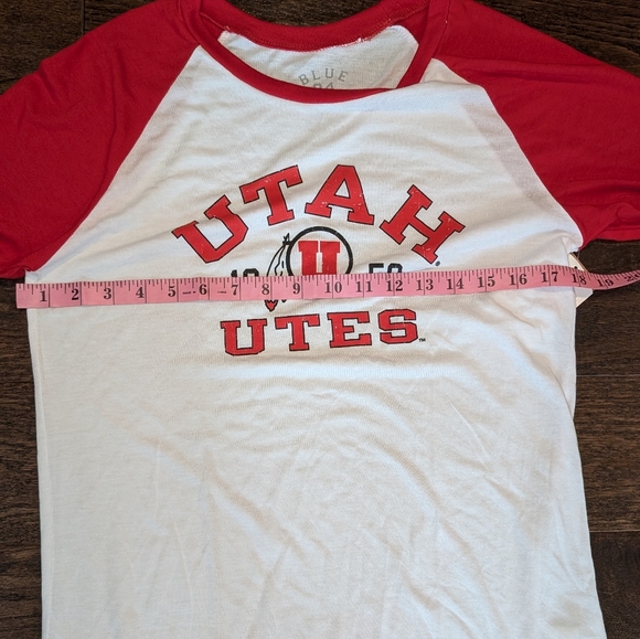 NWT Utah Utes Baseball Tee Red and White by Blue84 - Picture 7 of 9